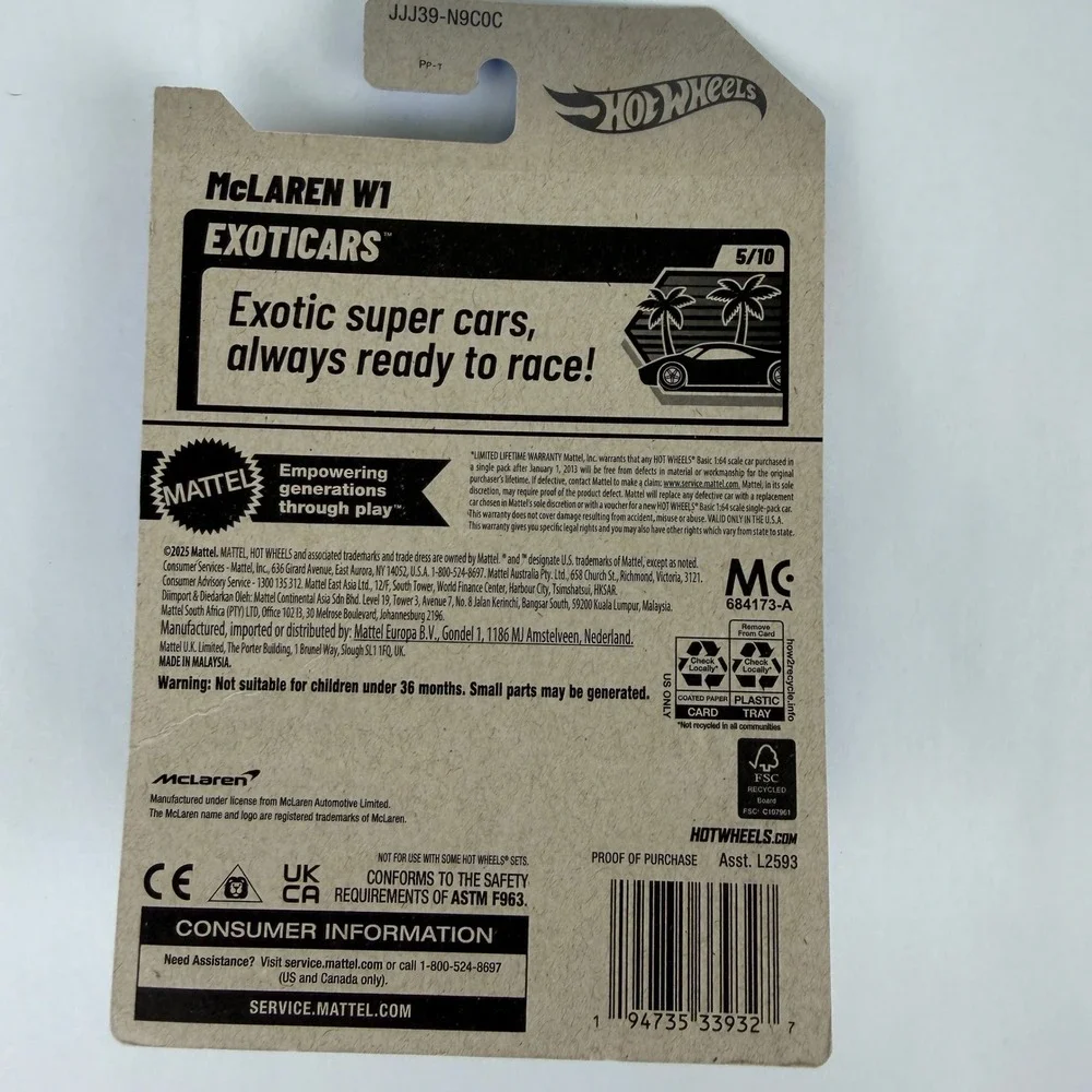 Hot Wheels McLaren W1 Blue 2025 HW Exotics 5/10 74/250 Diecast Car‎ 1:64 Mattel